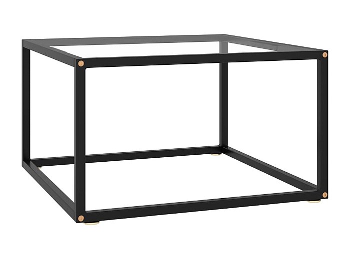 Goldfarbener Couchtisch Schwarz mit gehärtetem Glas 60x60x35 cm