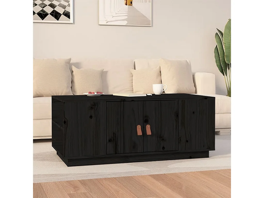 Tavolino Gold Nero 100x50x41 cm Legno di pino massiccio