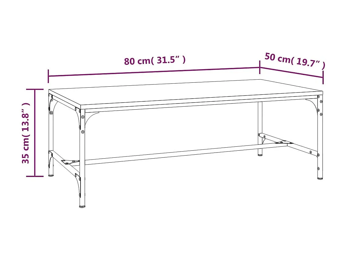 Table basse Chêne fumé 80x50x35 cm Bois d'ingénierie