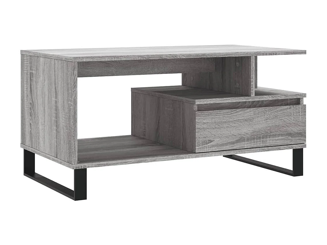 Goldfarbener Couchtisch in Sonoma-Grau, 90 x 49 x 45 cm, Holzwerkstoff