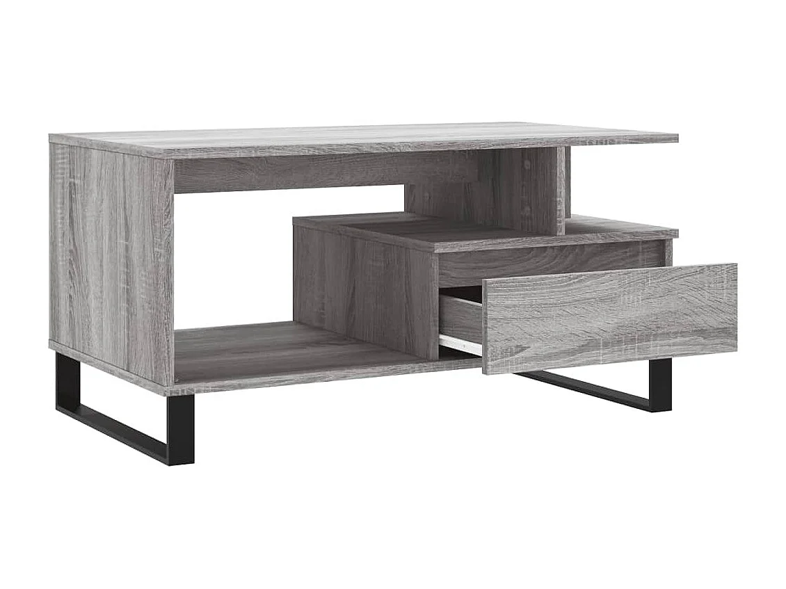 Goldfarbener Couchtisch in Sonoma-Grau, 90 x 49 x 45 cm, Holzwerkstoff