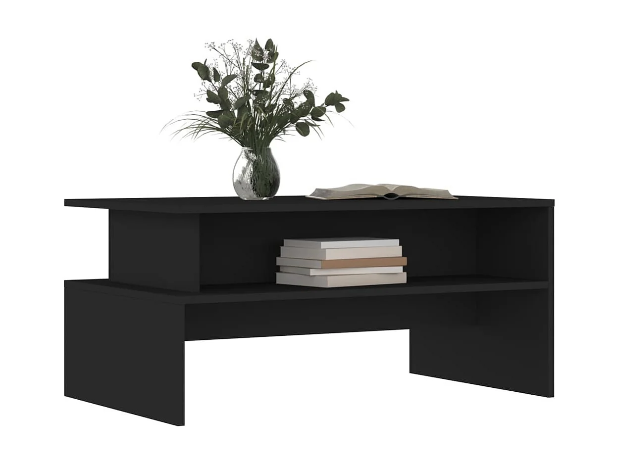 Mesa de centro dourada preta 90x55x42,5 cm madeira projetada