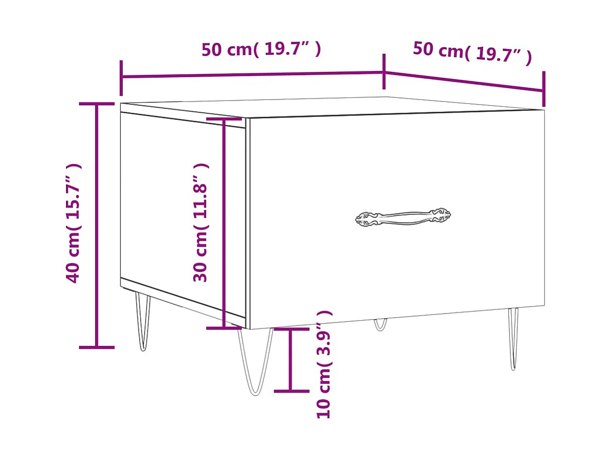 Mesa de centro Gold Negro 50x50x40 cm Madera contrachapada