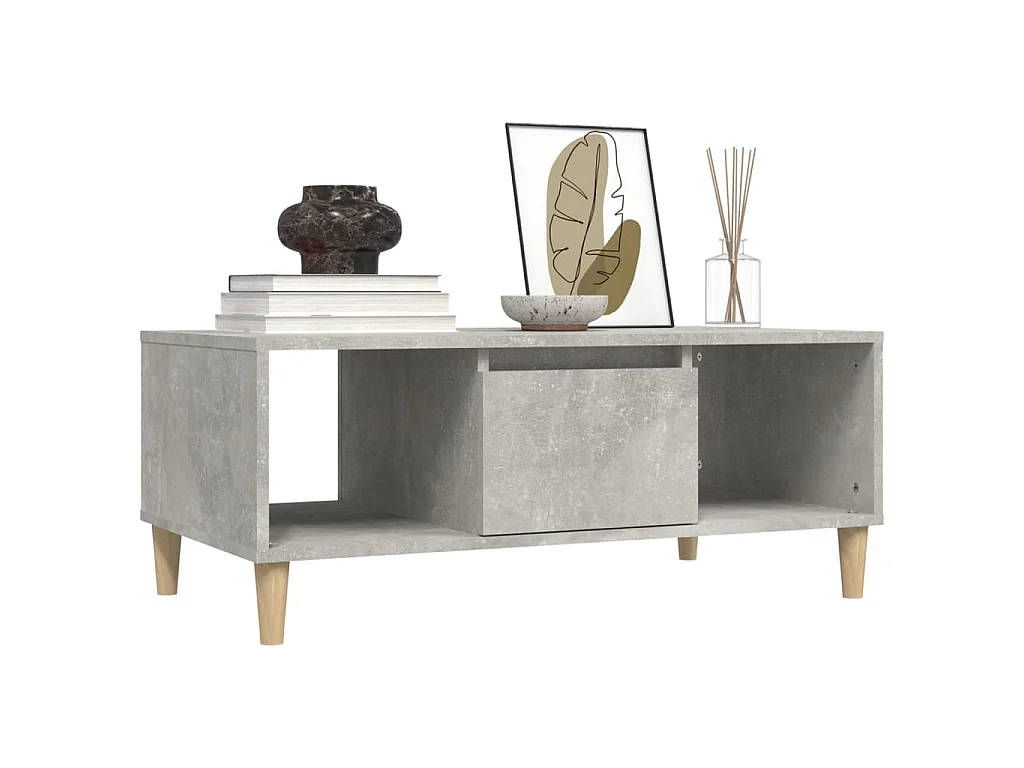 Mesa de centro dourada Concreto cinza 90x50x36,5 cm Madeira trabalhada