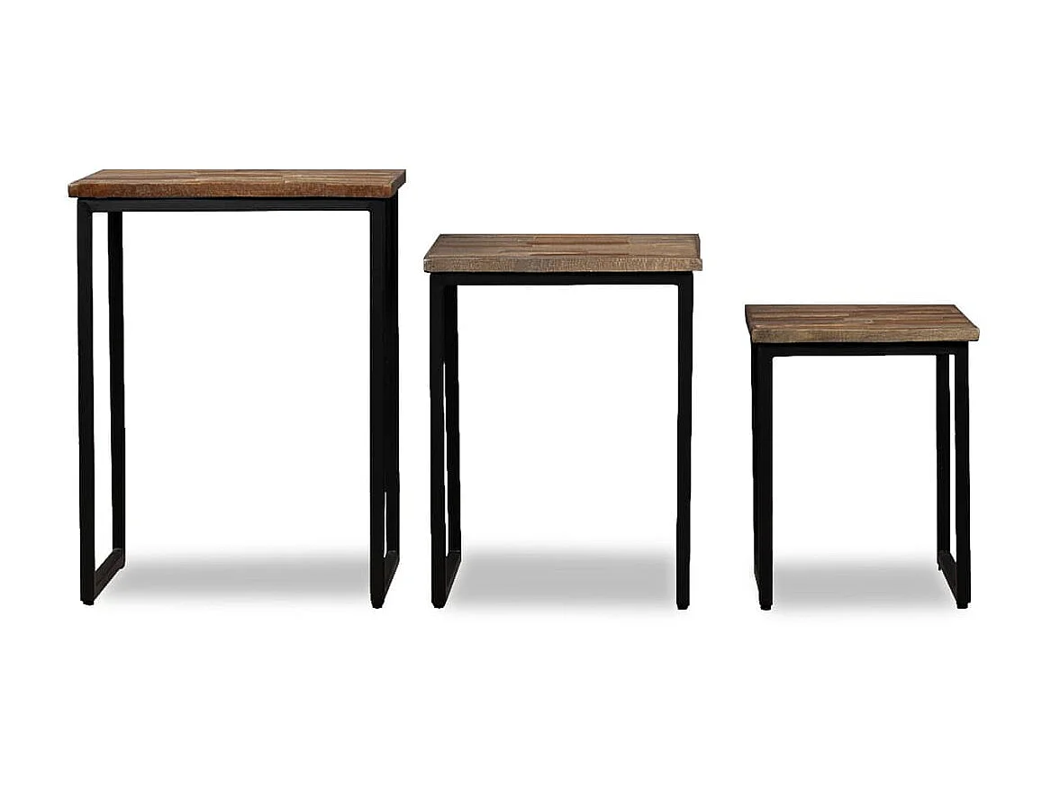 Table basse gigogne 3 pcs Teck massif de récupération
