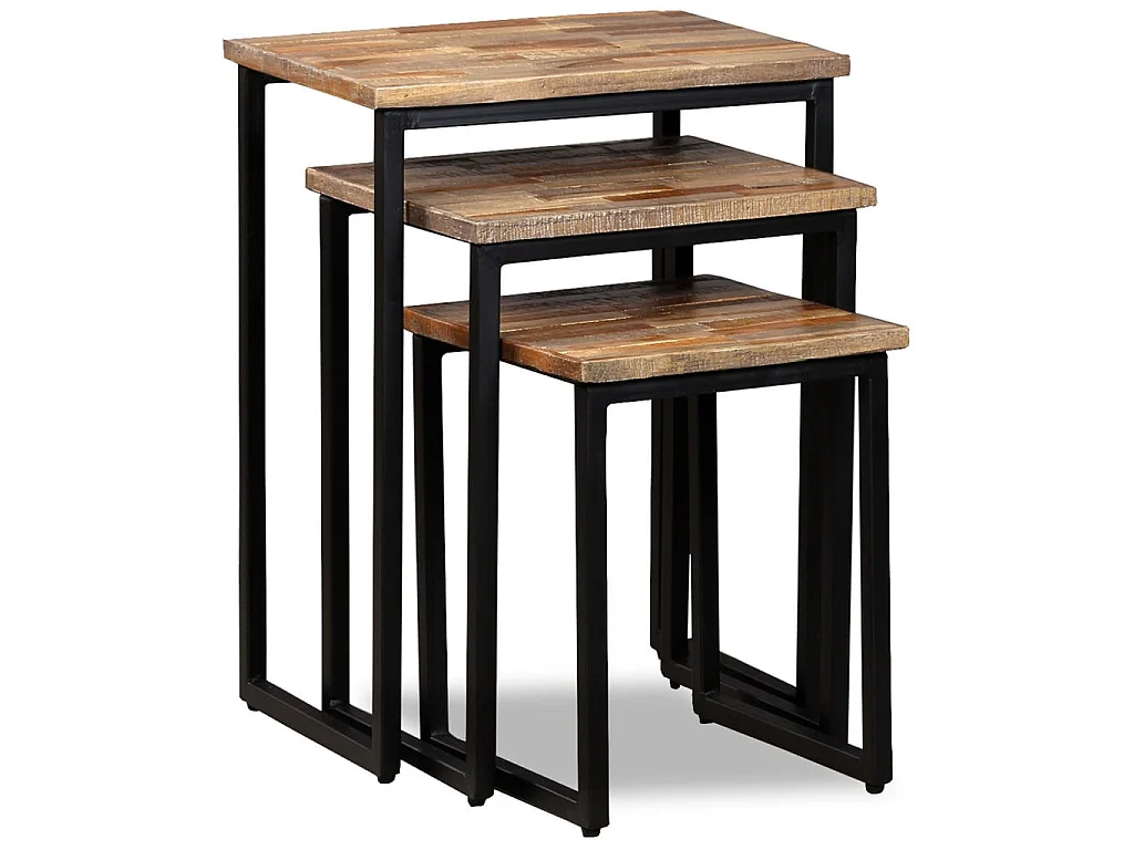 Table basse gigogne 3 pcs Teck massif de récupération