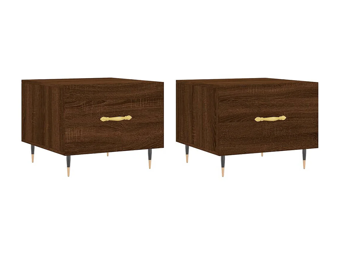 Tavolini Gold 2 pezzi rovere marrone 50x50x40 cm legno composito