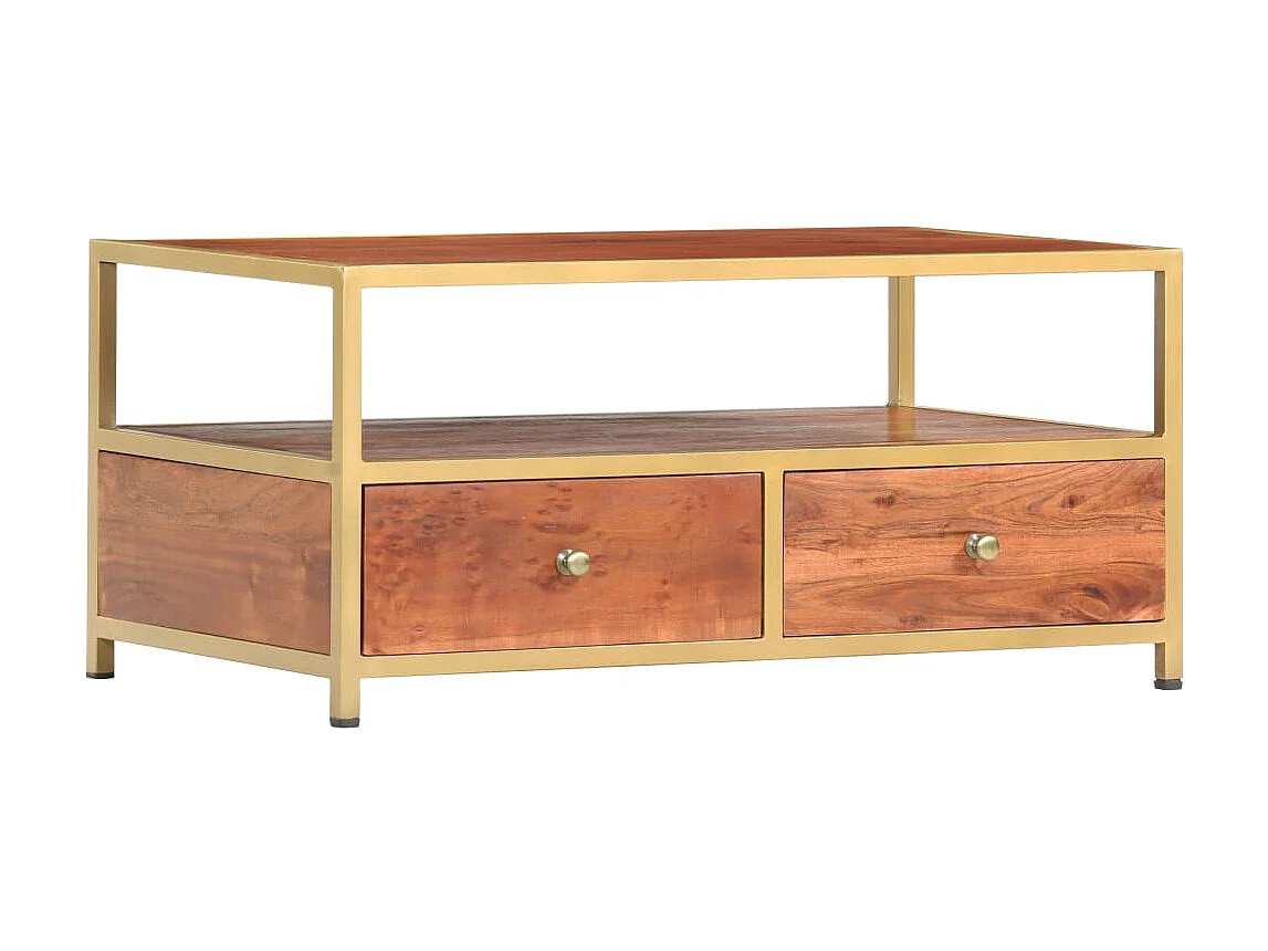 Mesa de centro Gold 90 x 50 x 40 cm Madera maciza de acacia