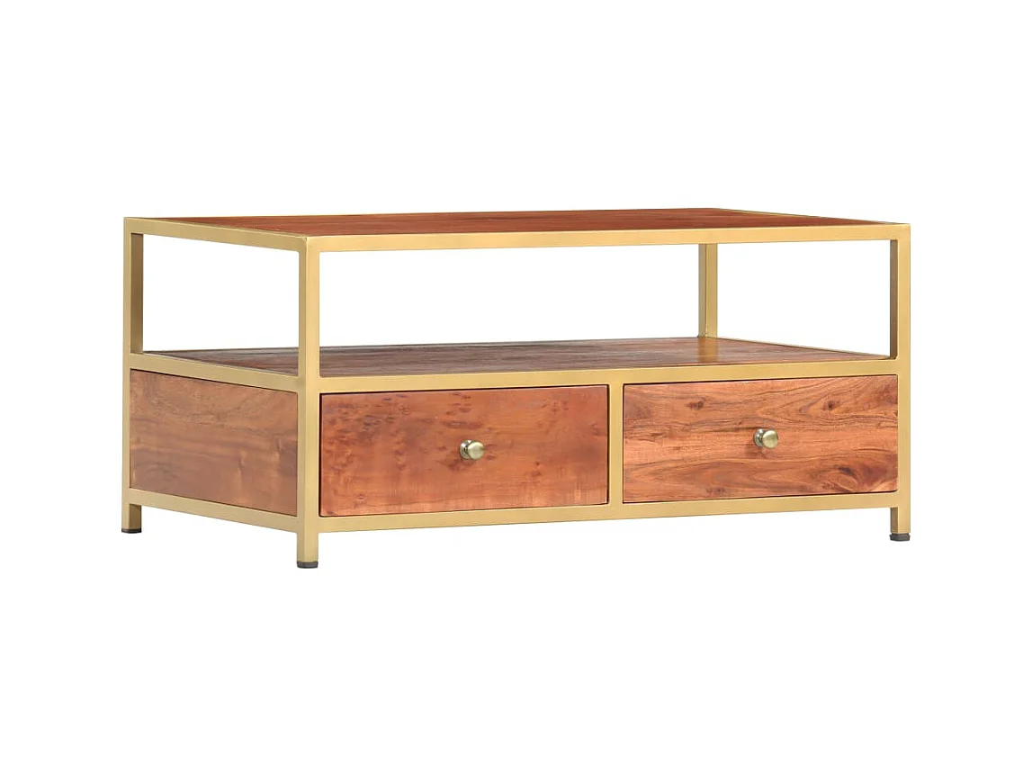 Tavolino Gold 90 x 50 x 40 cm Legno massello di acacia