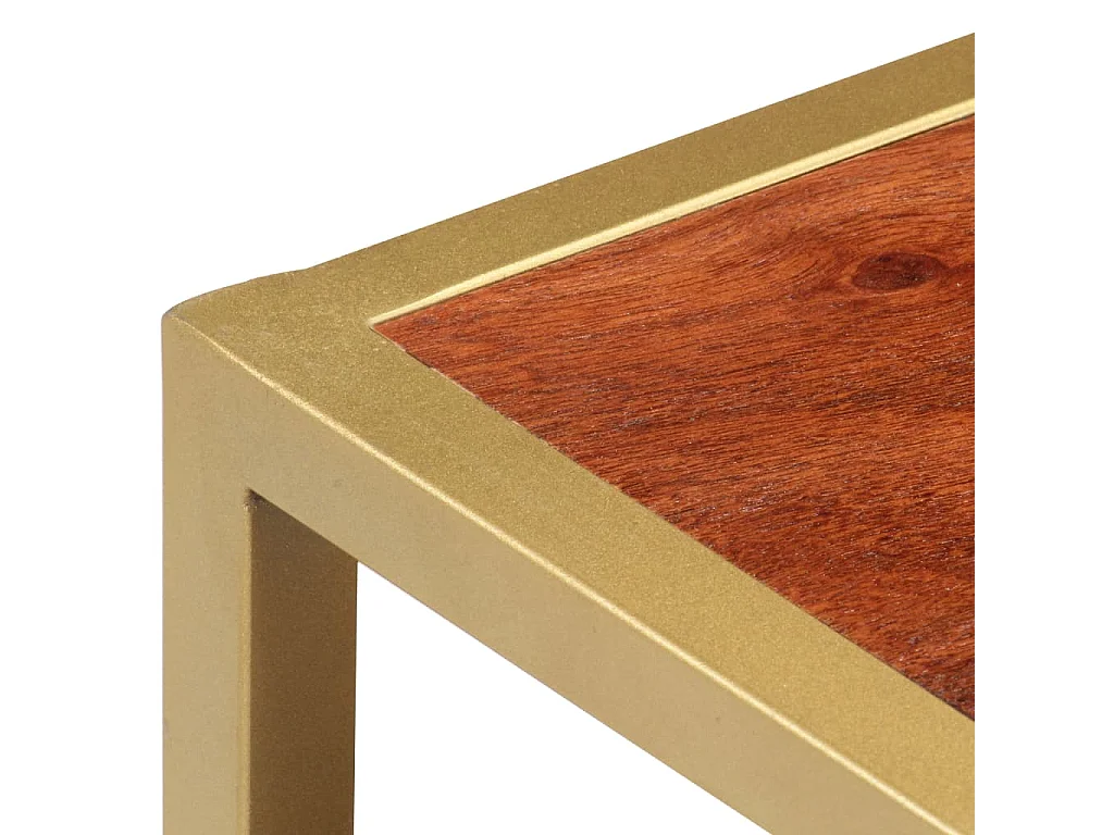 Mesa de centro dourada 90 x 50 x 40 cm Madeira maciça de acácia