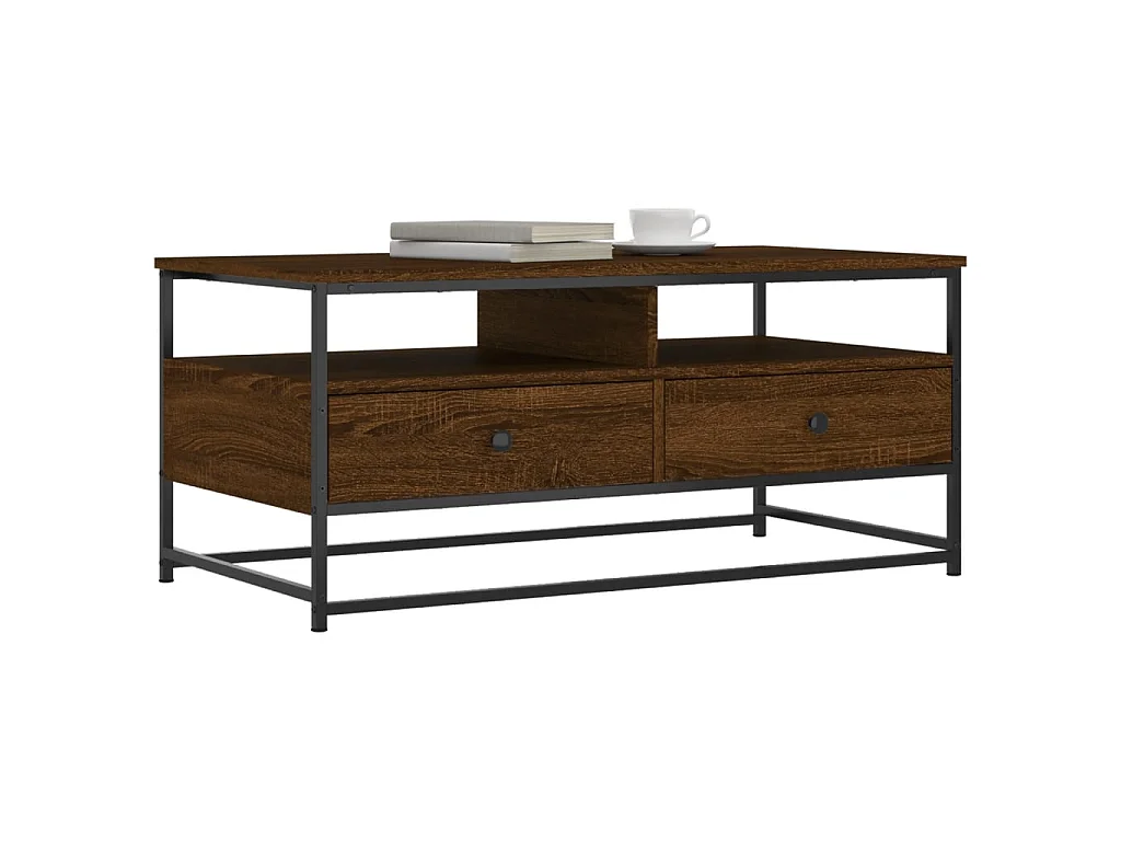 Mesa de centro de carvalho marrom dourado 100x51x45 cm madeira projetada