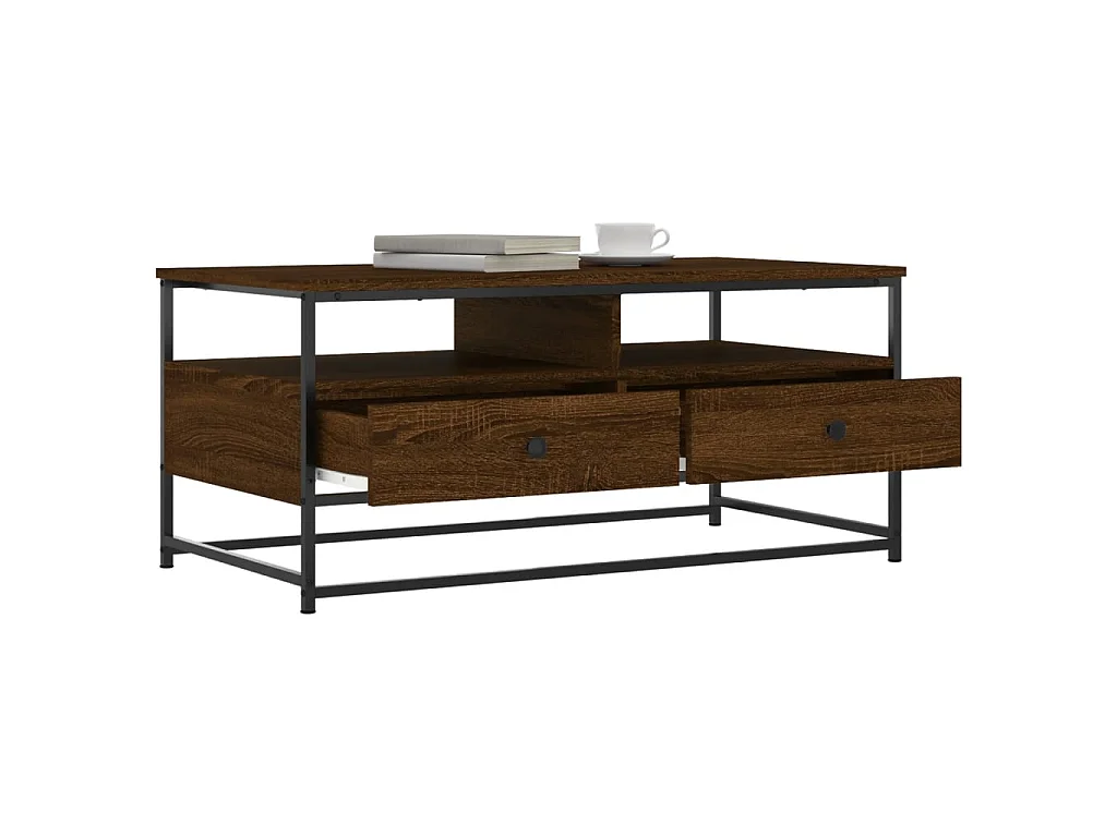 Mesa de centro de carvalho marrom dourado 100x51x45 cm madeira projetada