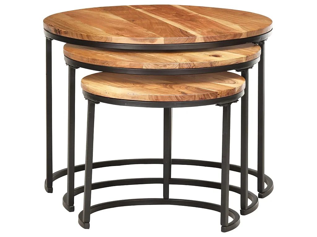 Tables gigognes 3 pcs Bois d'acacia massif