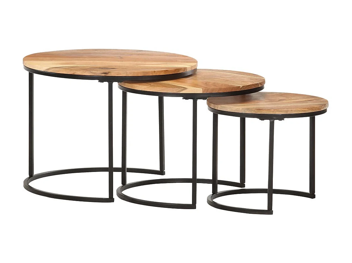 Tables gigognes 3 pcs Bois d'acacia massif