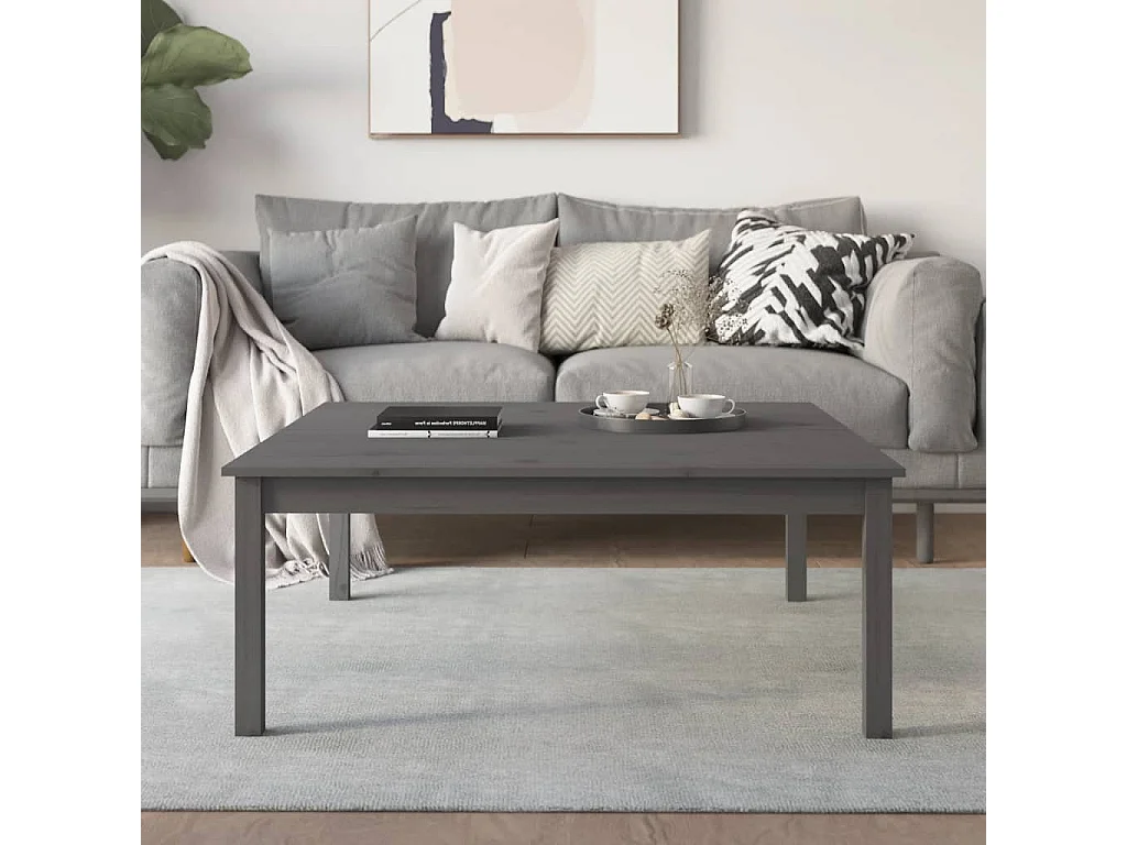 Gold Salontafel Grijs 100x100x40 cm Massief grenenhout