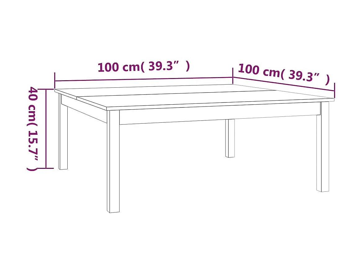 Gold Salontafel Grijs 100x100x40 cm Massief grenenhout