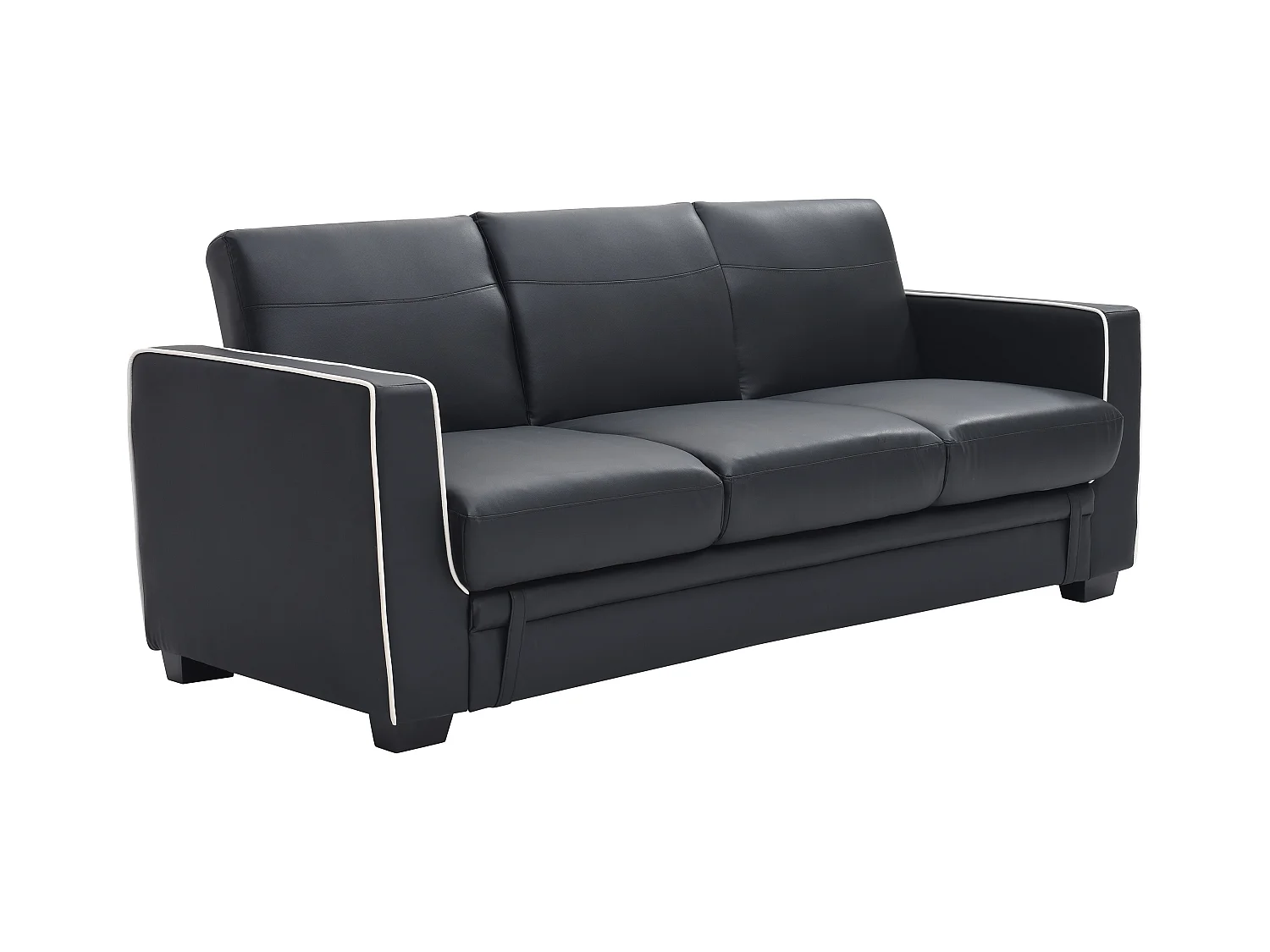 Schlafsofa 3-Sitzer - Kunstleder - Schwarz -  NATY II