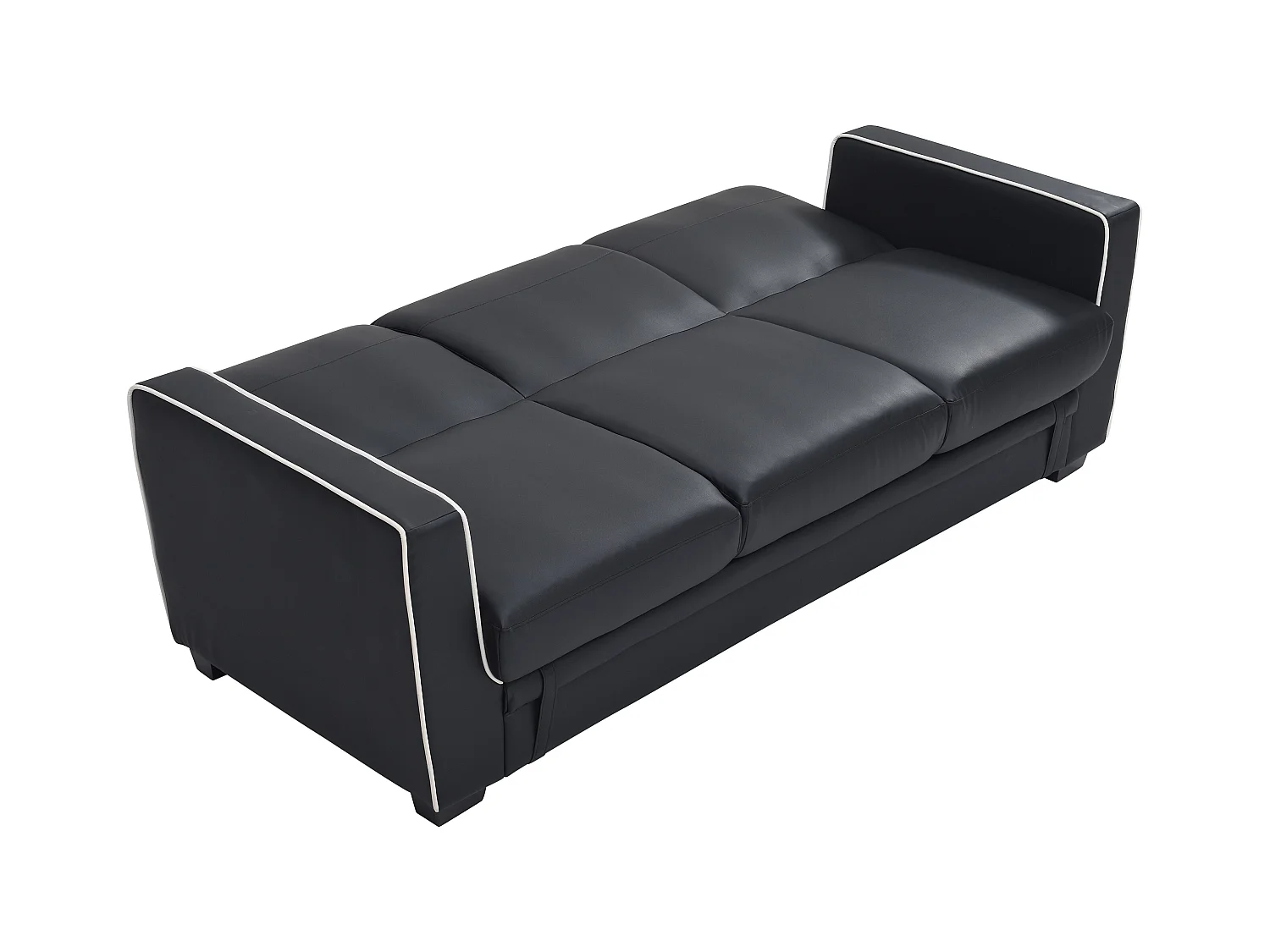 Schlafsofa 3-Sitzer - Kunstleder - Schwarz -  NATY II