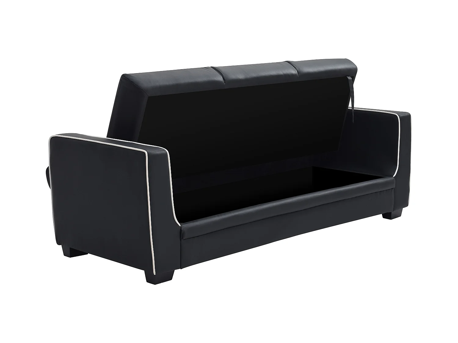 Schlafsofa 3-Sitzer - Kunstleder - Schwarz -  NATY II