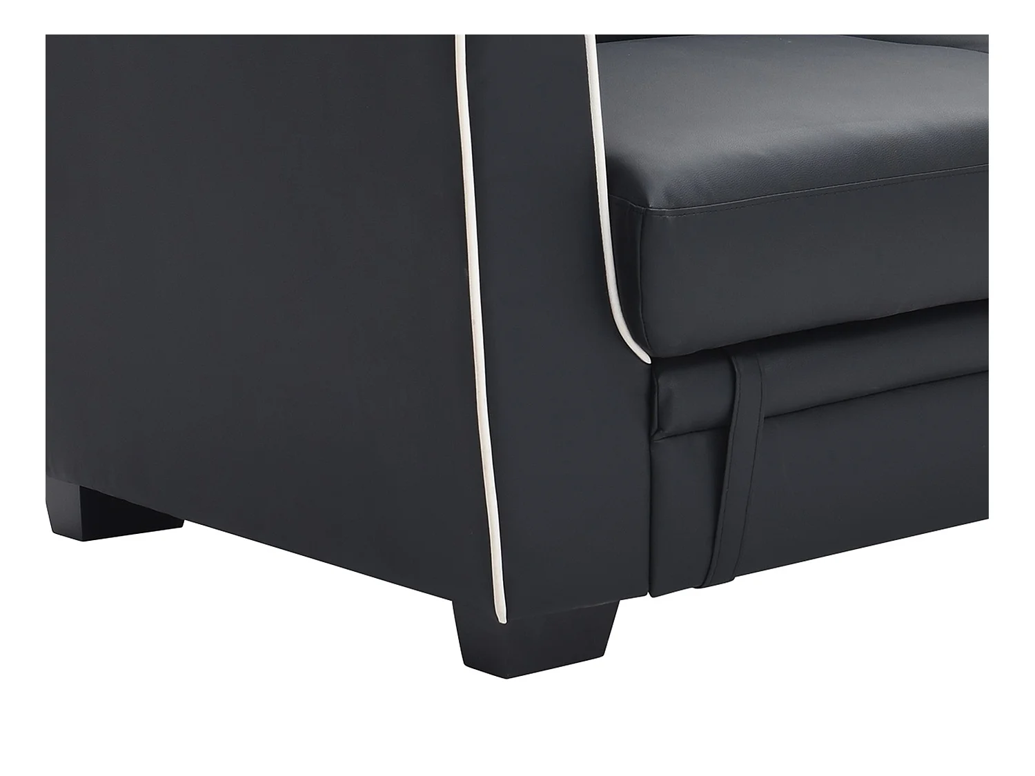 Schlafsofa 3-Sitzer - Kunstleder - Schwarz -  NATY II