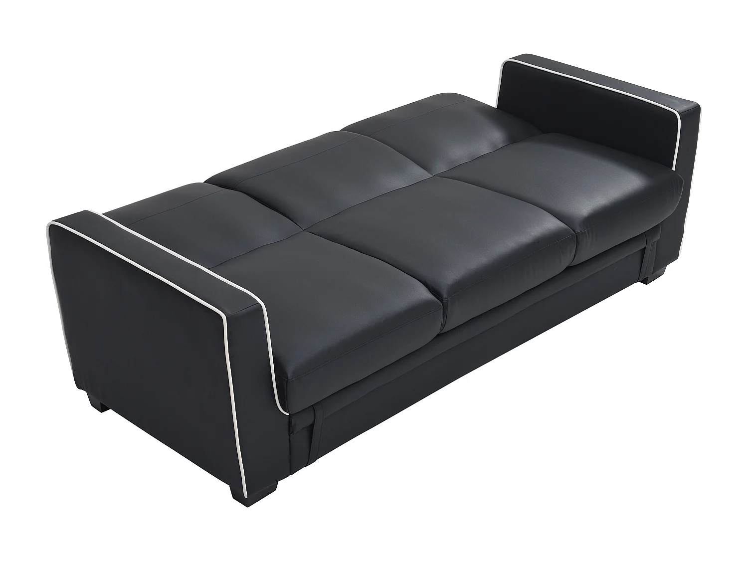 Divano letto 3 posti in similpelle Nero - NATY