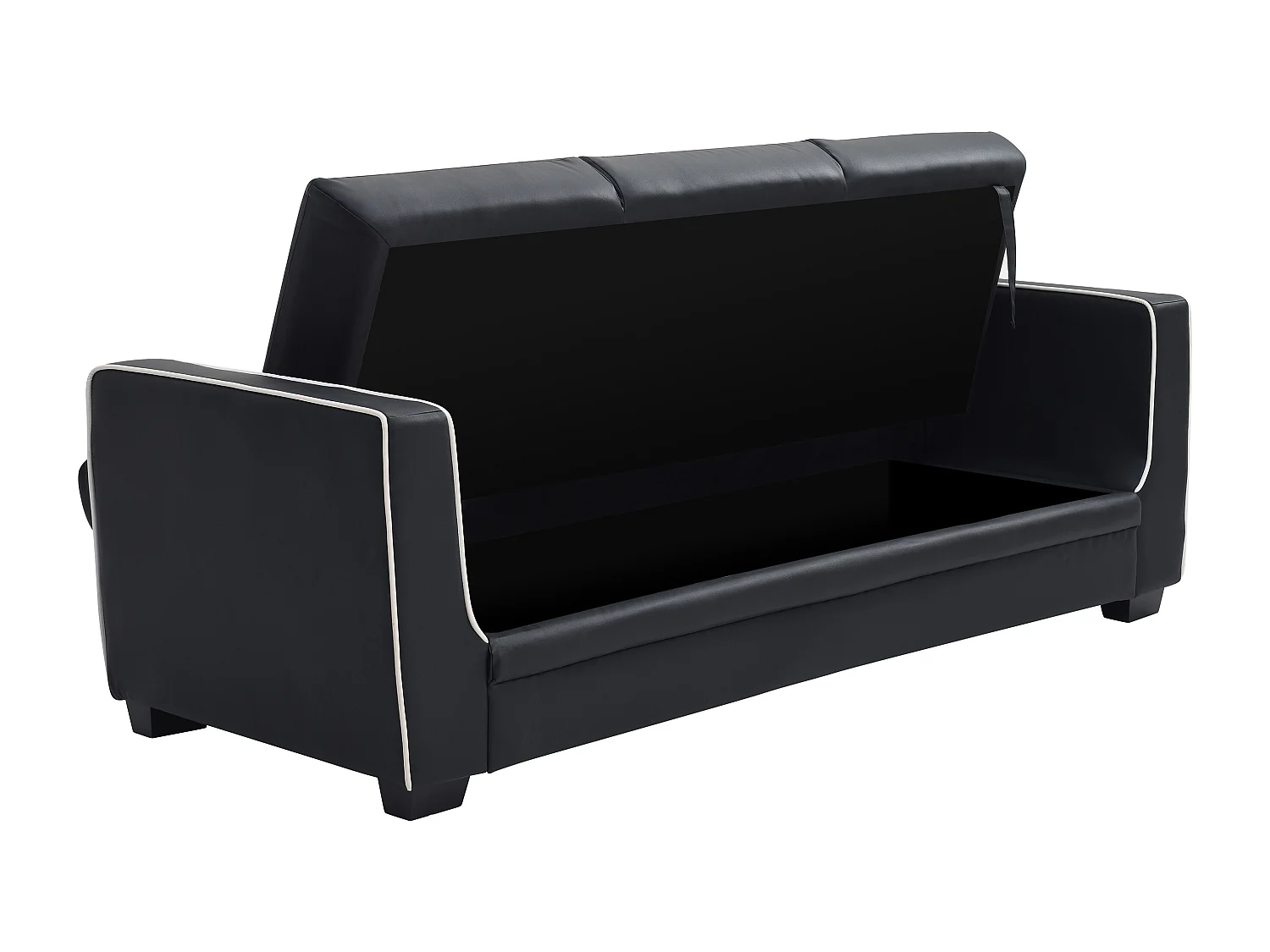 Divano letto 3 posti in similpelle Nero - NATY