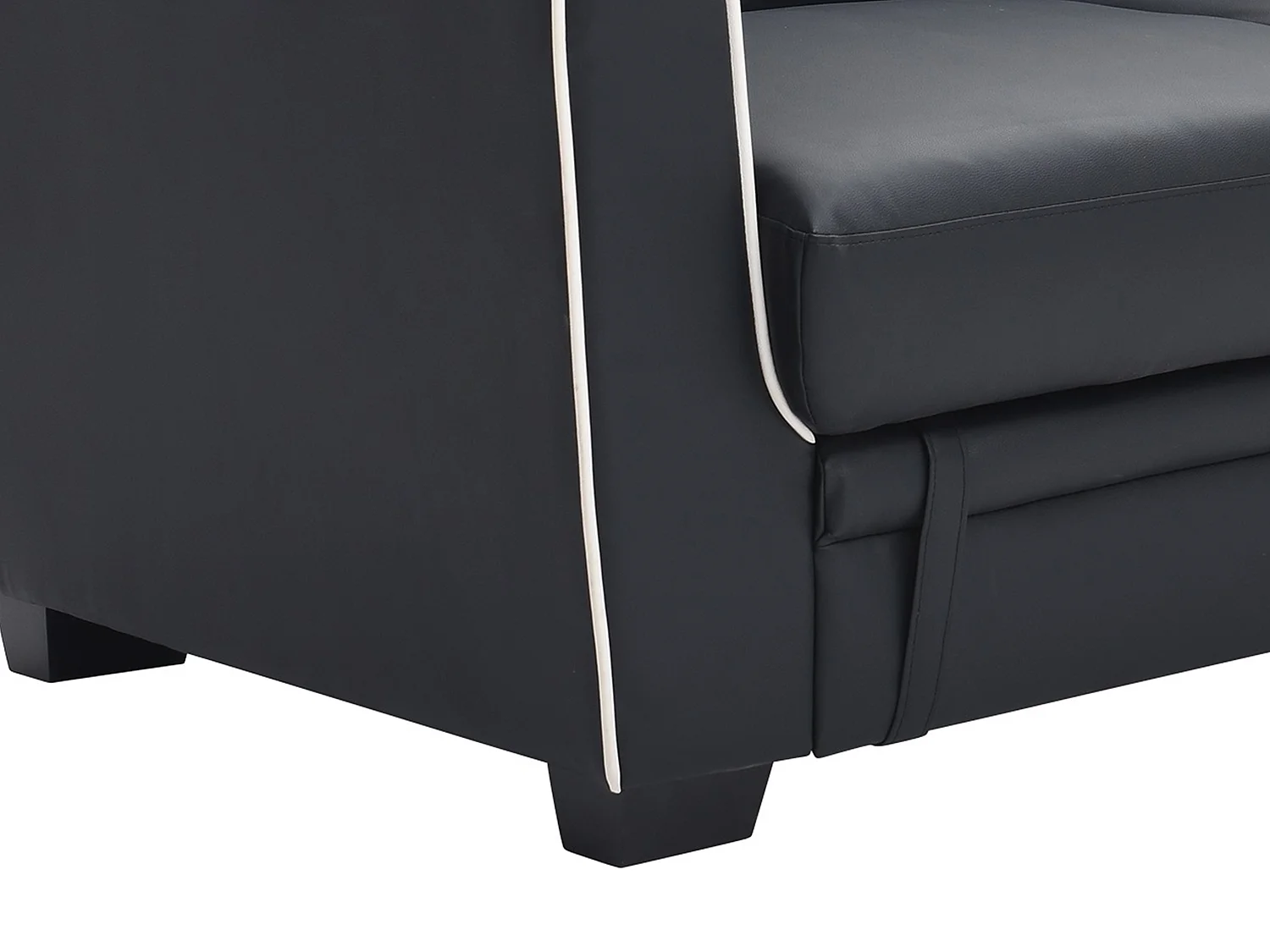 Divano letto 3 posti in similpelle Nero - NATY