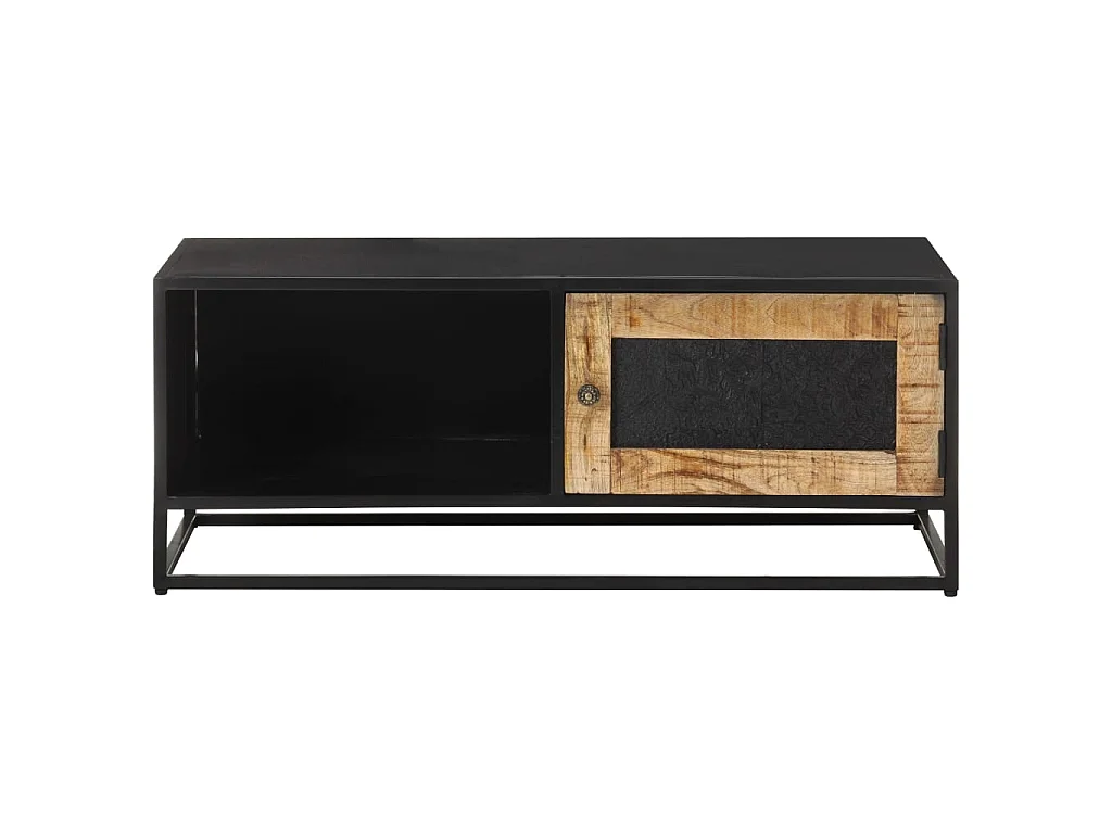 Mesa de centro dourada 90x50x35 cm Madeira de mangueira crua