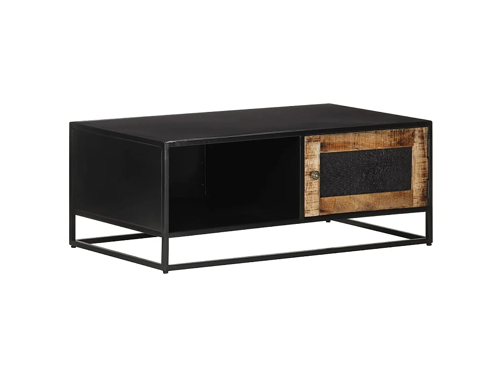 Mesa de centro dourada 90x50x35 cm Madeira de mangueira crua