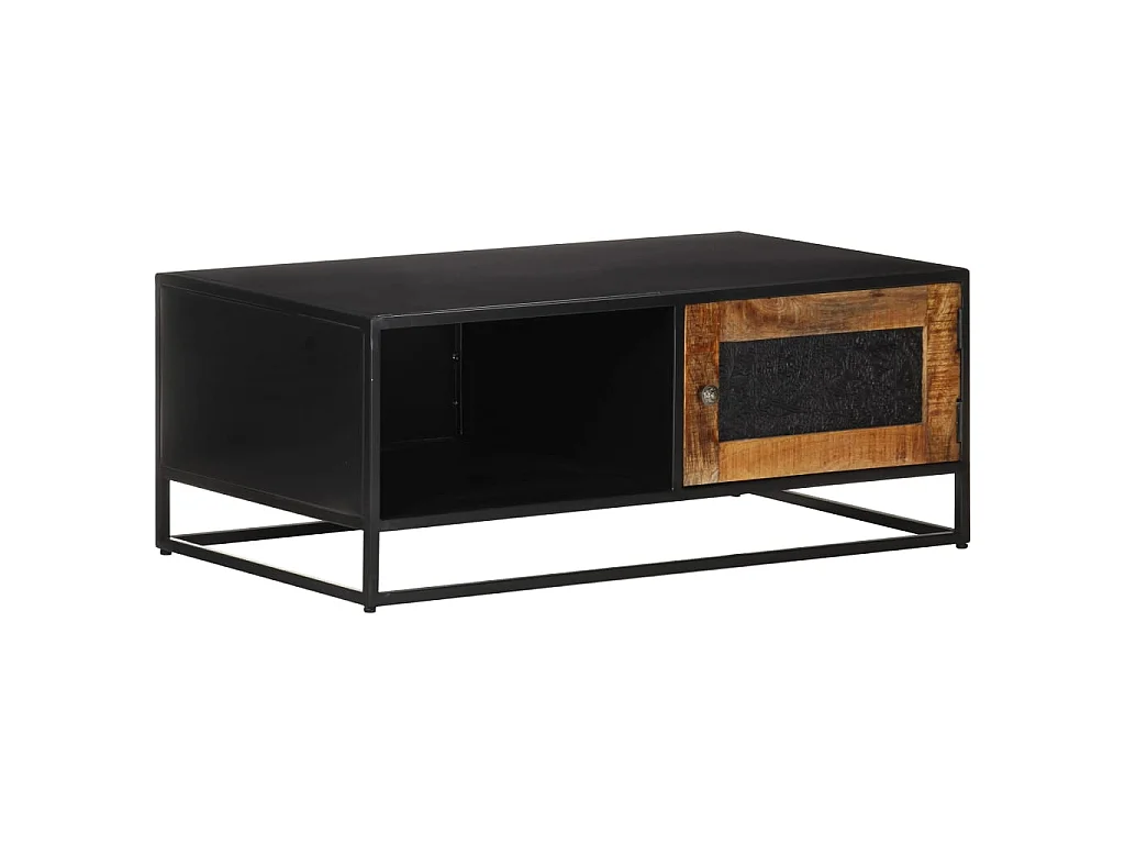 Mesa de centro dourada 90x50x35 cm Madeira de mangueira crua