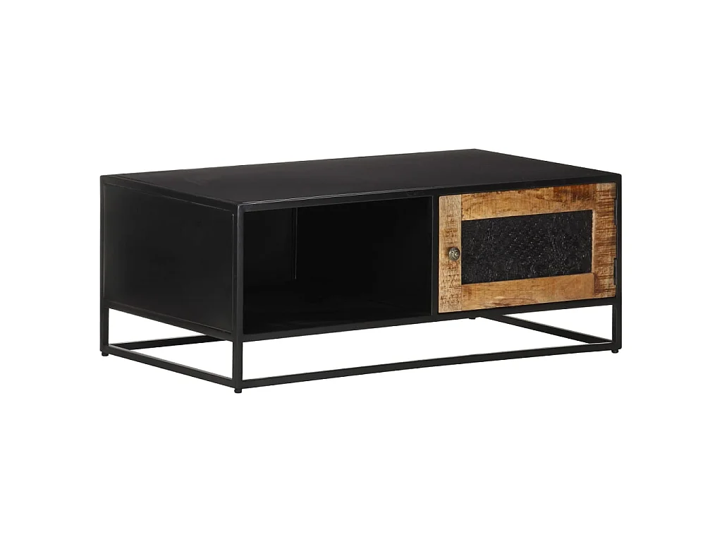 Mesa de centro dourada 90x50x35 cm Madeira de mangueira crua