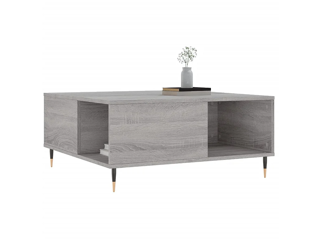 Mesa de centro cinza Gold Sonoma 80x80x36,5 cm madeira projetada