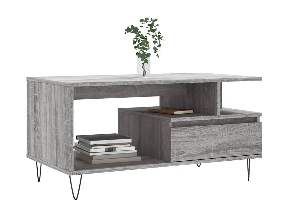 Mesa de centro Gold Sonoma gris 90x49x45 cm Madera contrachapada