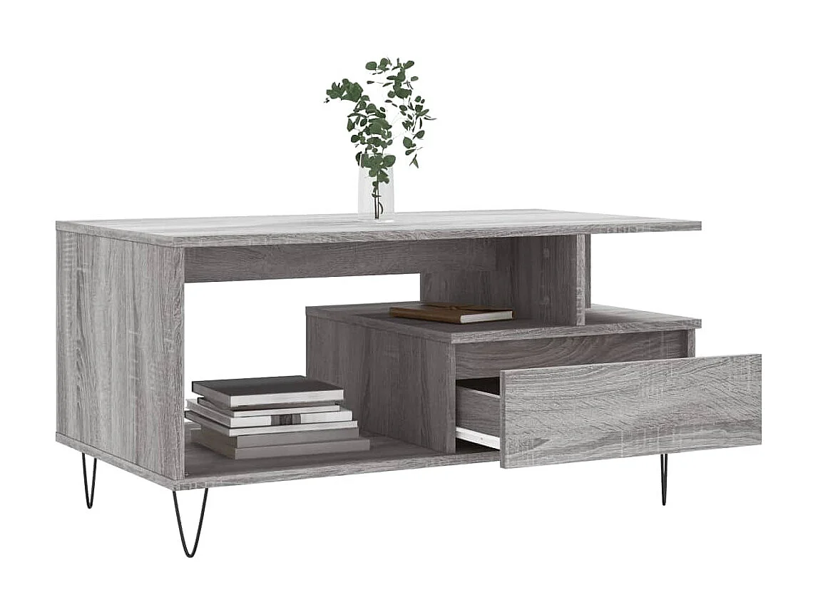 Mesa de centro Gold Sonoma gris 90x49x45 cm Madera contrachapada