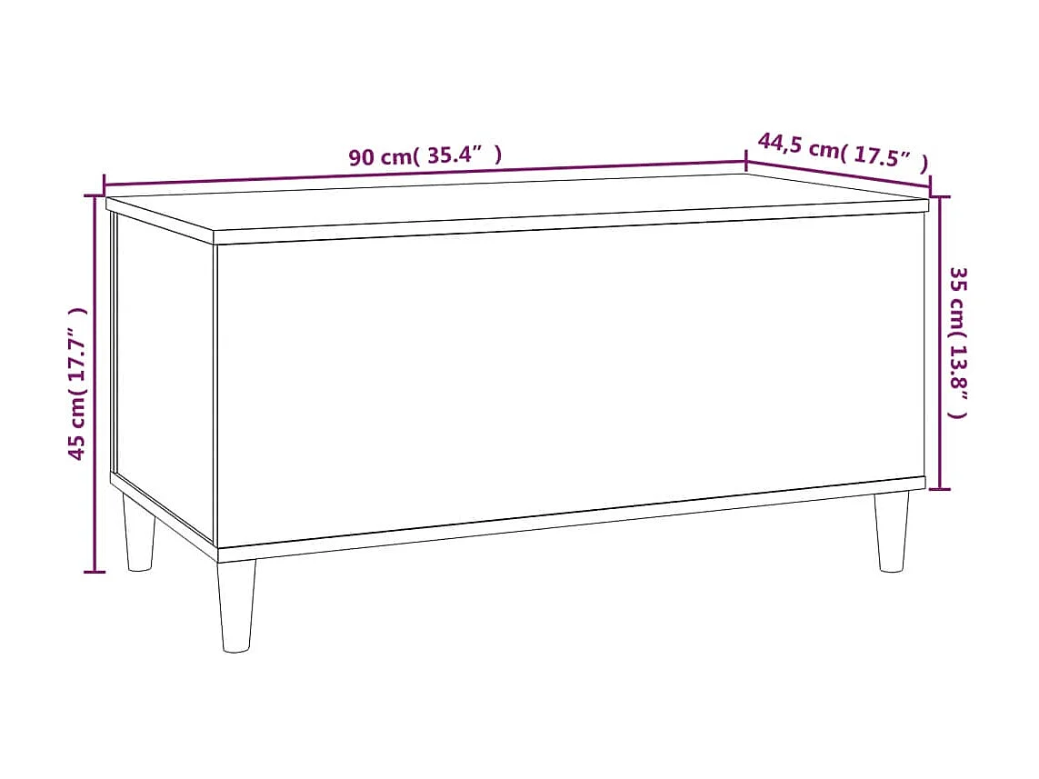 Table basse Noir 90x44,5x45 cm Bois d'ingénierie