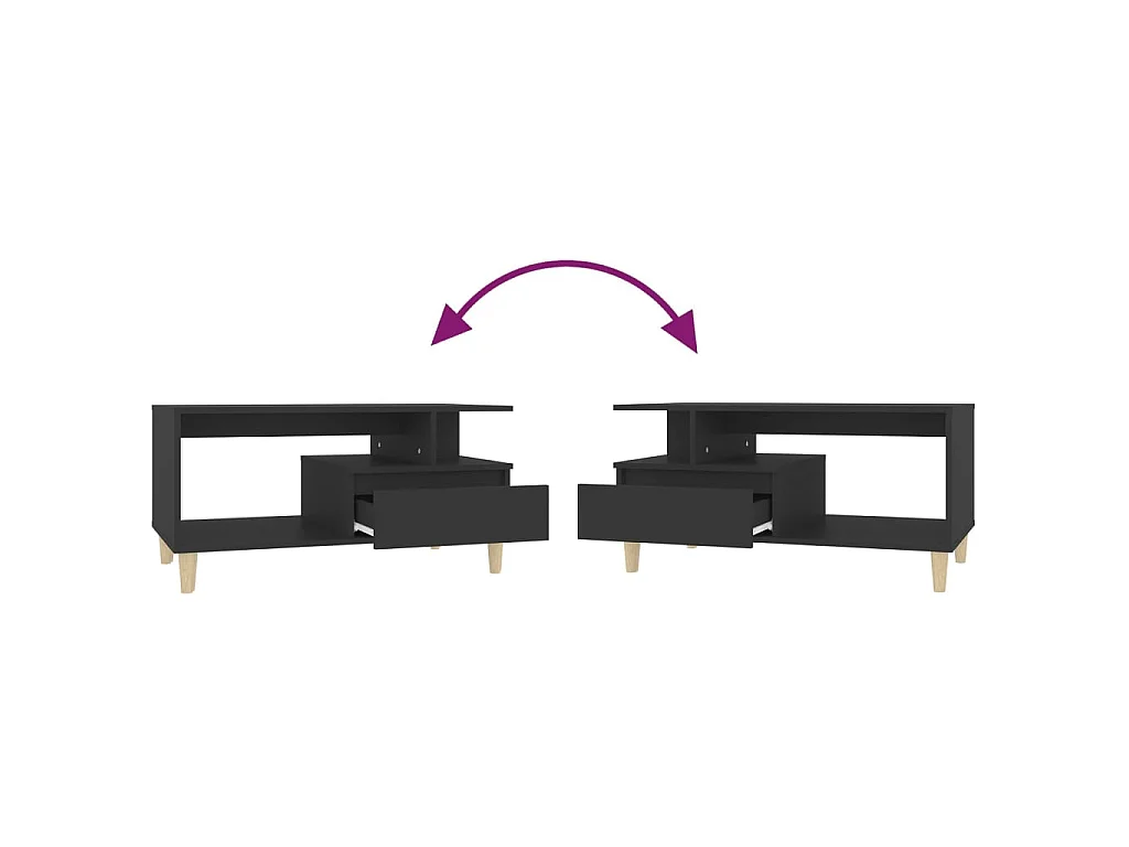 Mesa de centro dourada preta 90x49x45 cm Madeira trabalhada