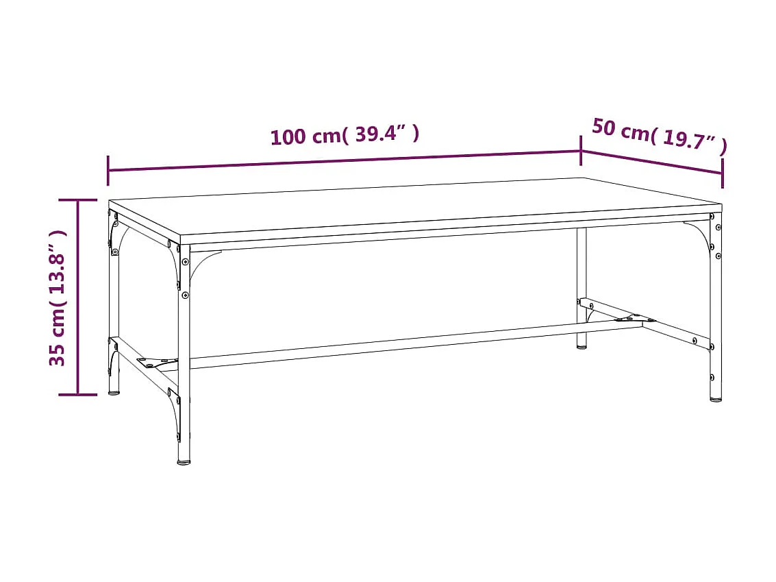 Mesa de centro Gold Negro 100x50x35 cm Madera contrachapada