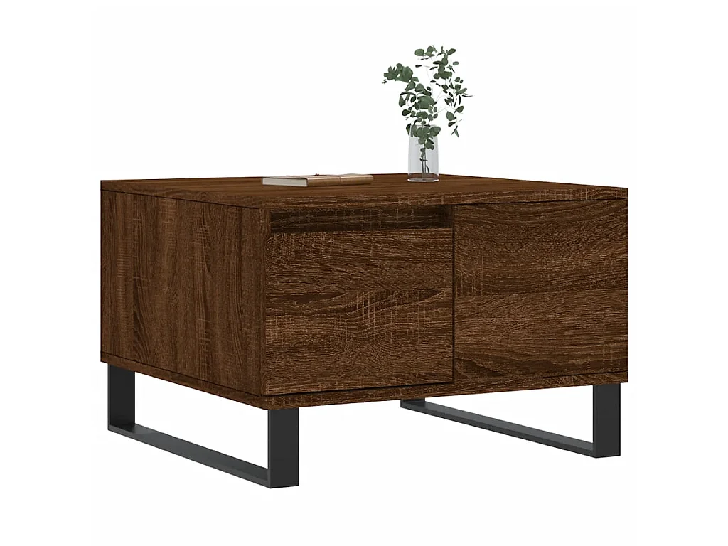 Goudbruin eiken salontafel 55x55x36,5 cm samengesteld hout