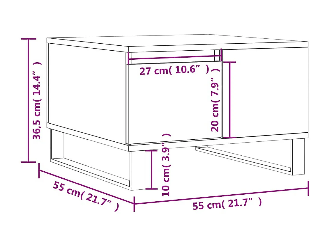 Goudbruin eiken salontafel 55x55x36,5 cm samengesteld hout