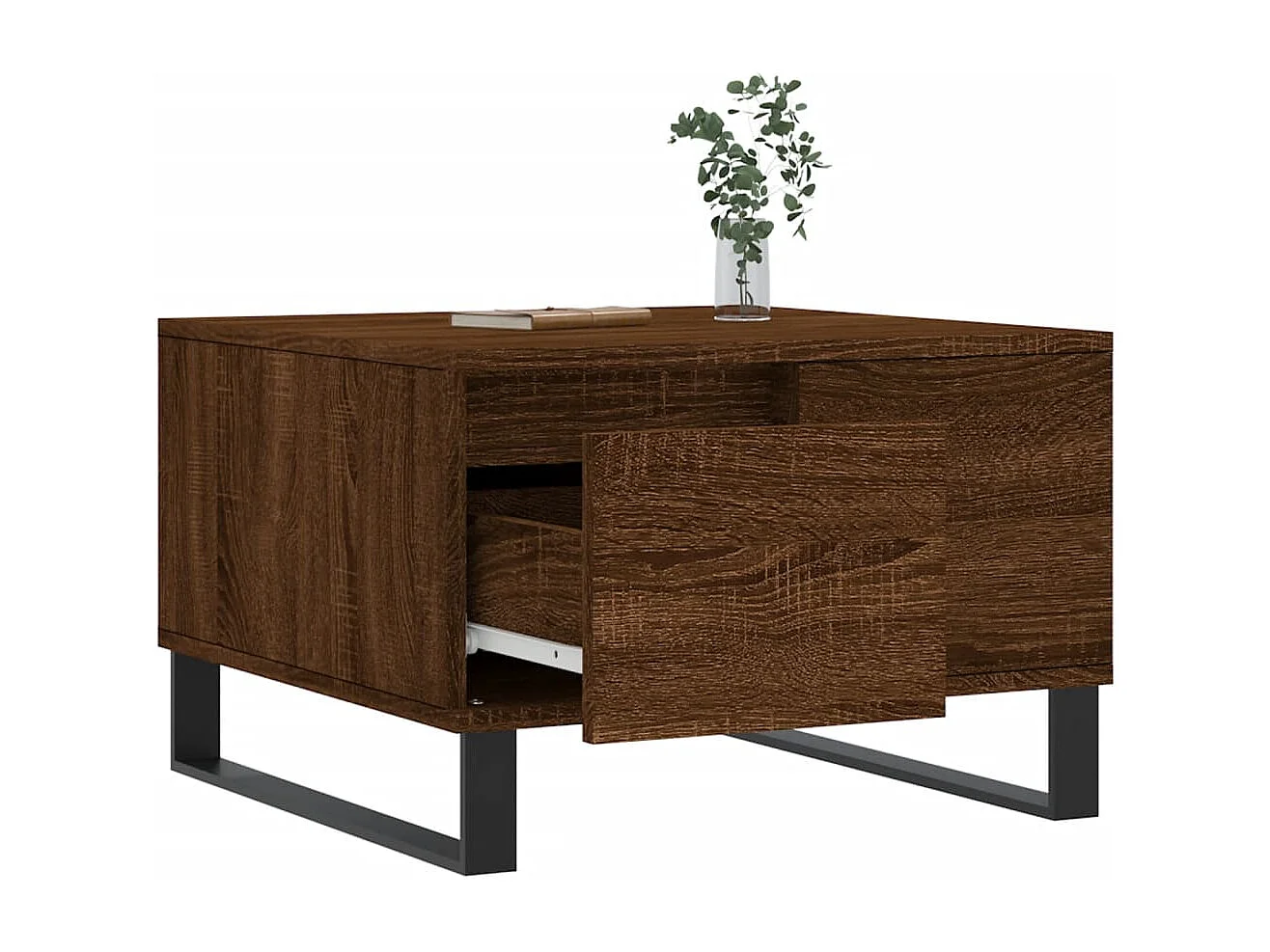 Goudbruin eiken salontafel 55x55x36,5 cm samengesteld hout