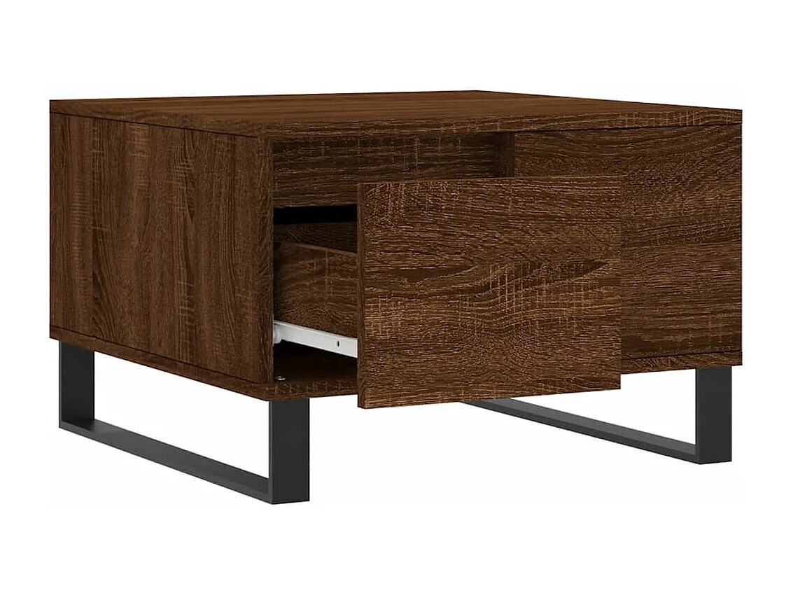 Goudbruin eiken salontafel 55x55x36,5 cm samengesteld hout