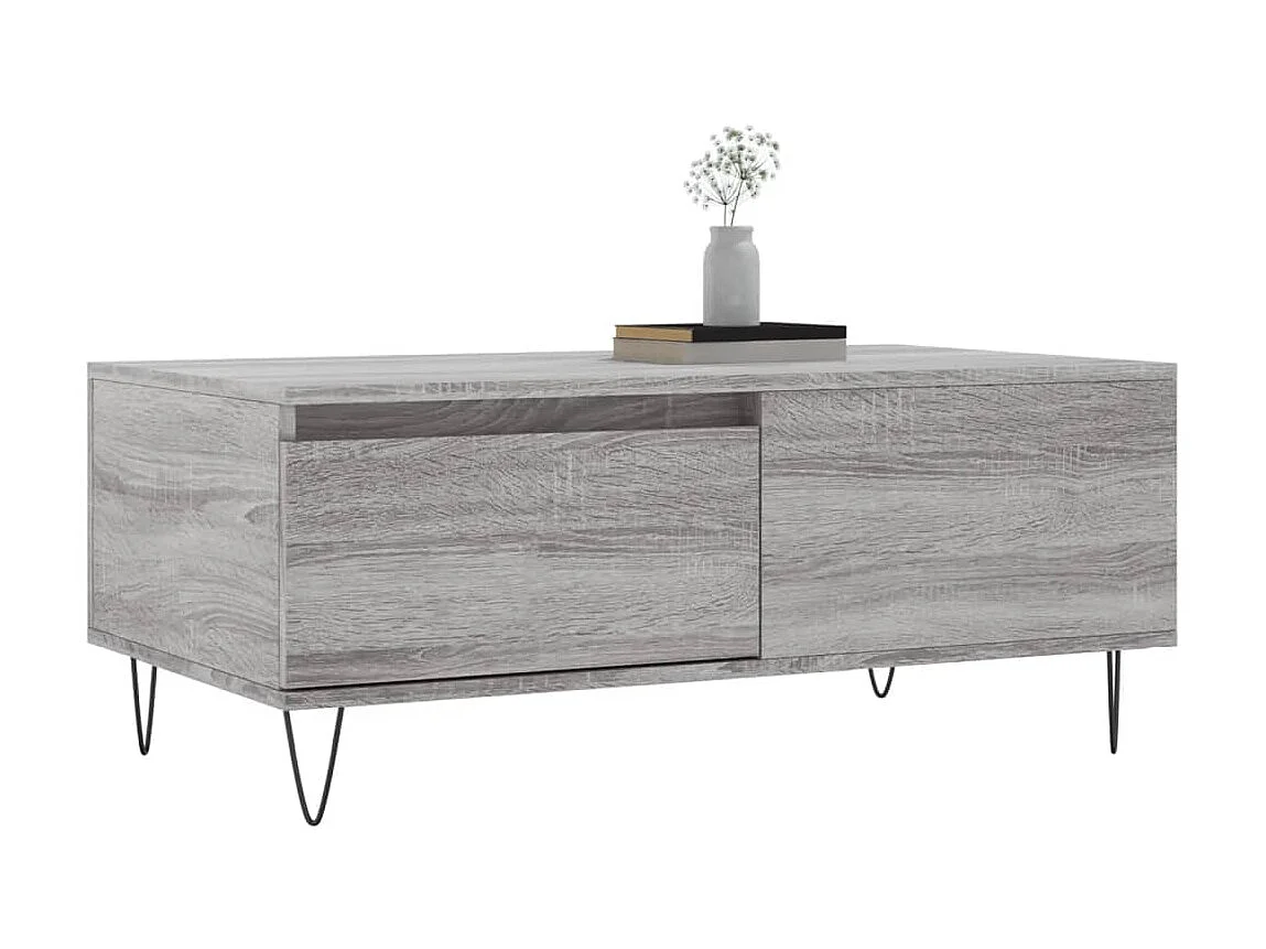 Goldfarbener Couchtisch in Sonoma-Grau, 90 x 50 x 36,5 cm, Holzwerkstoff