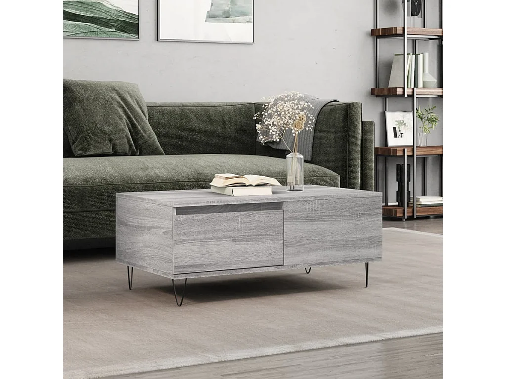 Gouden Sonoma grijze salontafel 90x50x36,5 cm Bewerkt hout