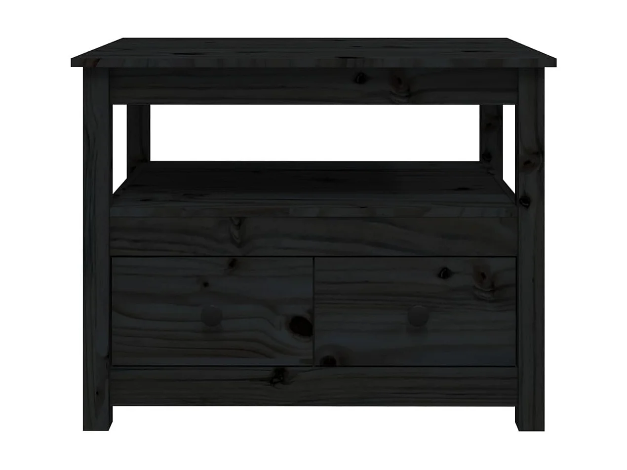 Mesa de centro dourada preta 71x49x55 cm Madeira maciça de pinho