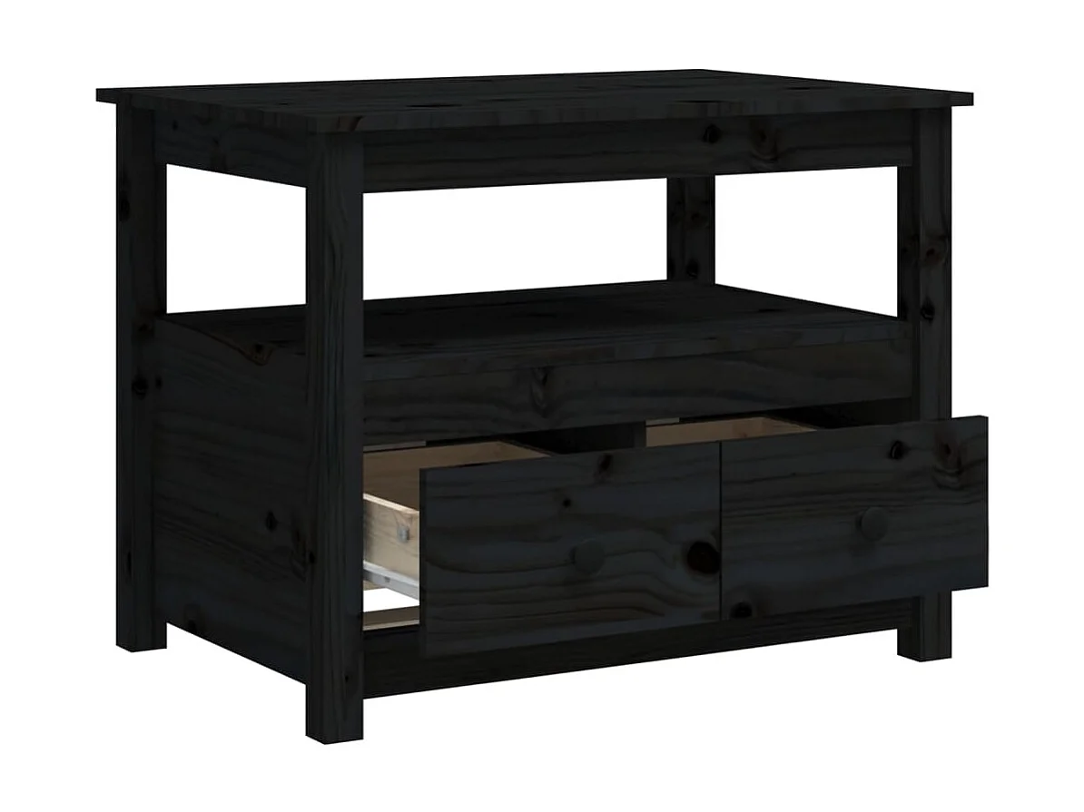 Table basse Noir 71x49x55 cm Bois massif de pin