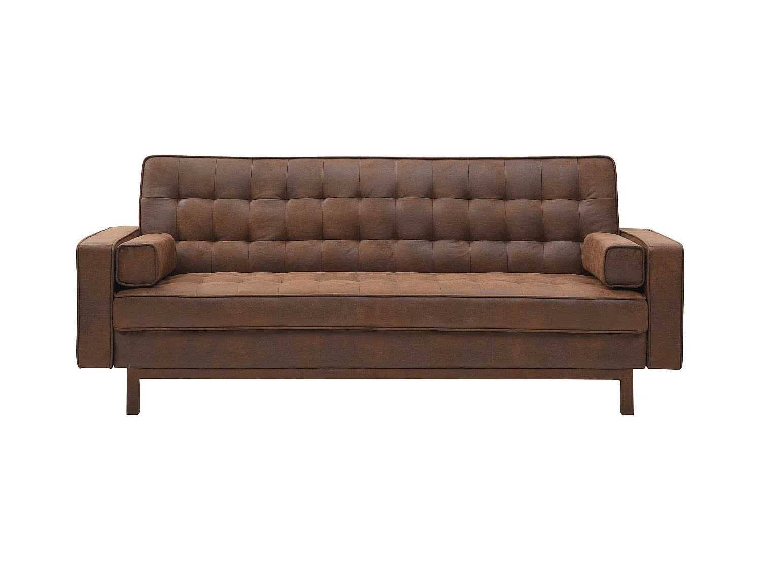 Slaapbank van microvezel ELEANOR - bruin vintage effect