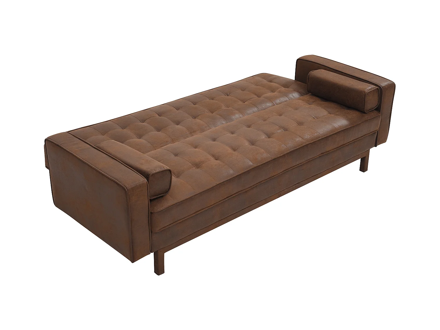 Slaapbank van microvezel ELEANOR - bruin vintage effect