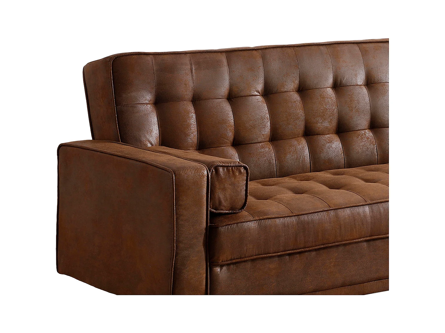 Slaapbank van microvezel ELEANOR - bruin vintage effect