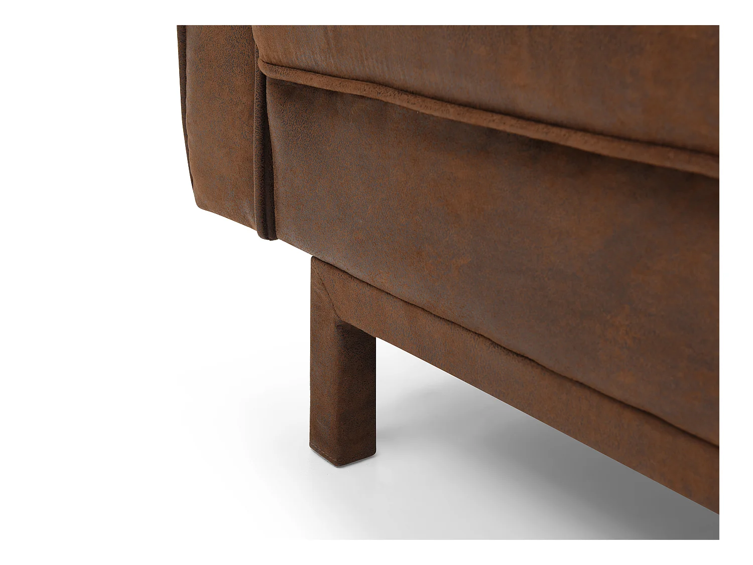 Slaapbank van microvezel ELEANOR - bruin vintage effect