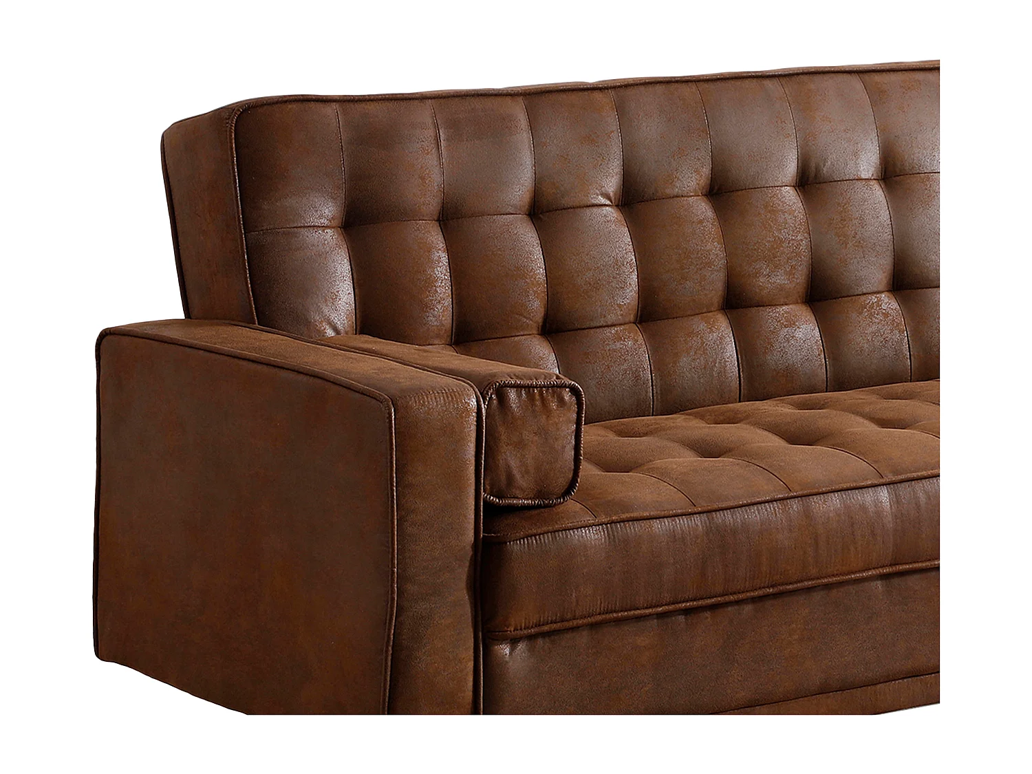 Sovesofa clic-clac-seng i brun vintage mikrofiber ELEANOR II